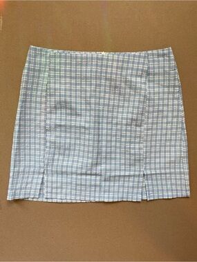 SHEIN Light Blue Plaid Mini Skirt